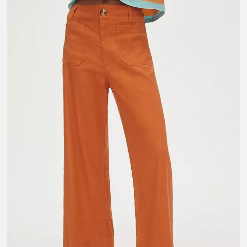 Anthropologie Colette Linen Pants Crop Wide Leg Maeve Women's Copper